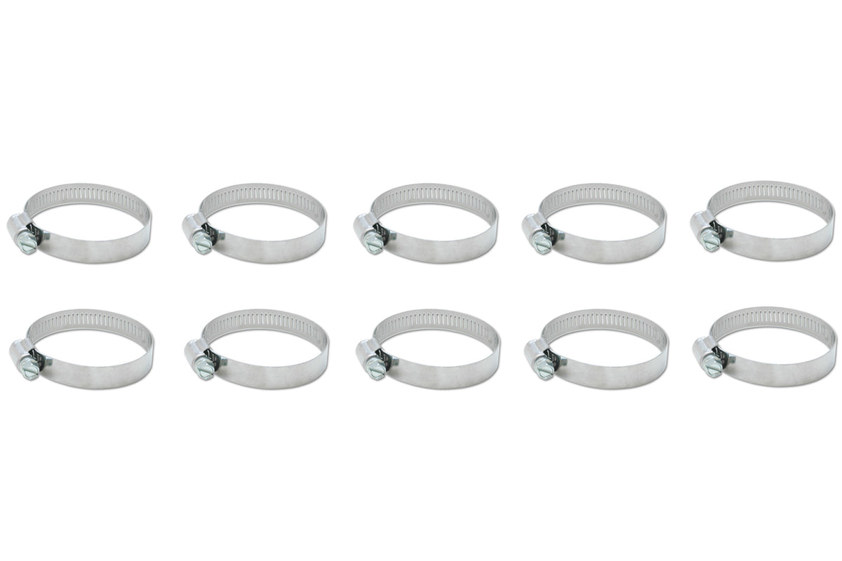 S.S. Worm Gear Clamps 1.30in to 2.16in 10 Pack