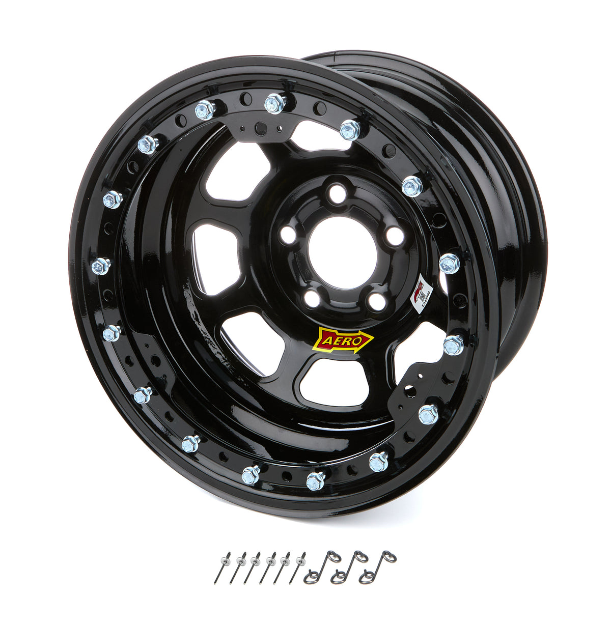 Wheel 15x8 1in B/S Black w/ Black Ring